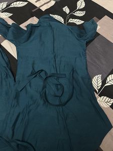Teal Blue Kurti Set For Kids