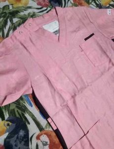 Combo Deal! Brown Off-Shoulder + Pink Scrub Top