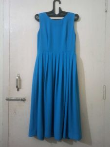 Blue Sleeveless Fit &amp; Flare Dress