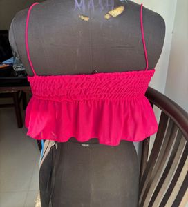 Pink Ruffle Crop Top