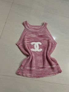 Chanel inspired Pink Knit Top