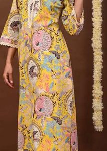 Floral Print Yellow Kurti