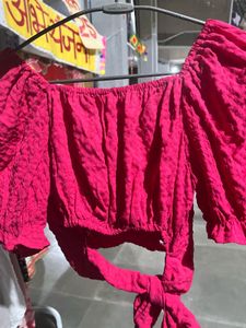 Pink Fancy Tie Up Top