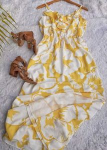 LOFT Maxi Yellow Floral Thin Strap Dress
