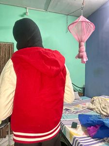 Red And Begie White Versity Jacket