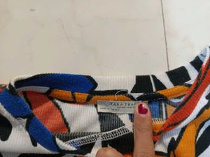 ZARA Printed Ribbed Top