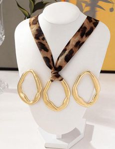 Leopard Ribbon Necklace &amp; Gold Earrings