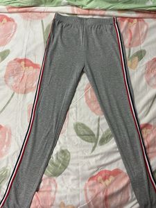 Gray Striped Leggings