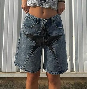 Y2k Star Printed Denim Jeans Shorts (Jorts)