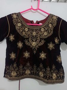 Velvet Embellished Lehenga Choli Set