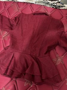 mehroon Peplum Blazer