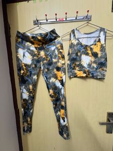 gym yoga Printed Leggings & Top Set