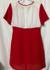 Red &amp; White Short Sleeve Dress