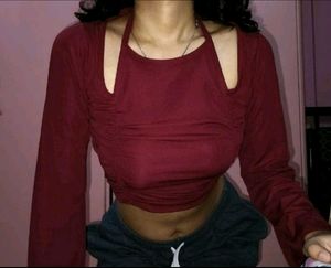 Maroon Trendy Fashion Crop Top