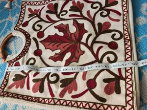 Embroidered Leaf Tote Bag