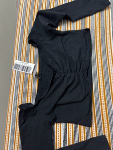 Black Solid Bardot Top