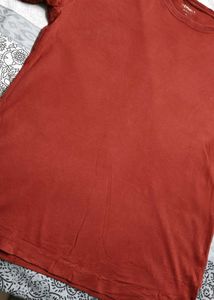 Women Red Cotton Regular Fit Casual Tshirt