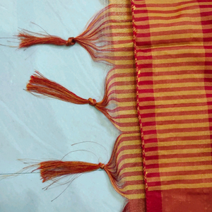 red yellow block saree