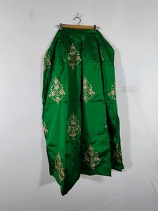 Green And Cream Embroidered Lehenga (Women's)