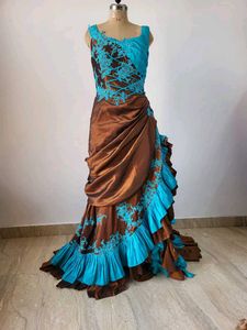 Unique Brown & Turquoise Gown