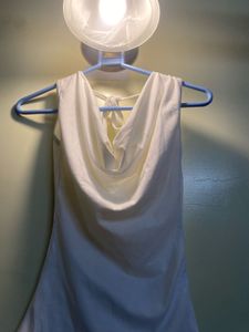 White Cowl Neck Tank Top