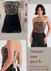 Crisscross Back Floral Corset Top