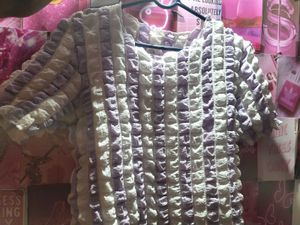 Lavender White Korean Style Top For Coffee Dates