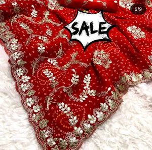 Red Embroidered Saree