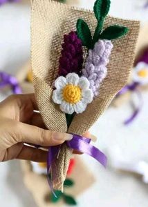 Crochet Flower Bouquet And Hairband Combo