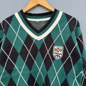Argyle V-Neck Sweater