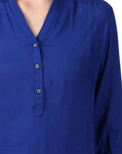 Park Avenue Women Blue Solid Shirt Style Top