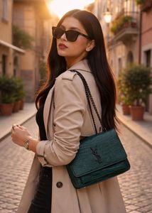 YSL Emerald Croc Bag 💚 Street Luxe Vibe ✨ Now!