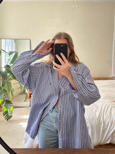 Oversized Pintresty Navy Blue Strips Shirt