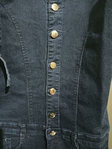 Women Navy Blue Dungaree With Unique Back Design