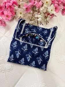 Blue Printed Short Kurti