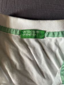 Benetton Green &amp; White Tee