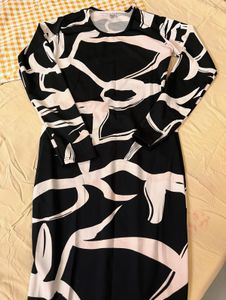 Abstract Print Long Sleeve Dress