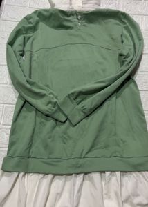 Sage Green Mini Shirt ruffle Dress