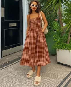 Square Neck Gingham Maxi Dress