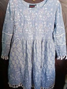 Floral Embroidered Tassel Dress