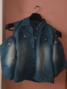 Cold Shoulder Denim Thrifted Jacket