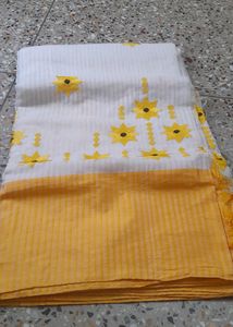 Handloom Saree With Phulkari Stitch Work