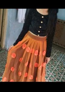 Orange Floral Lehenga Choli