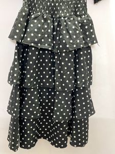 Korean Polka Dot Black Flared Dress