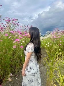 Floral square neck and Off-Shoulder Maxi Dress