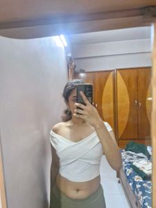 White Off-Shoulder Crop Top