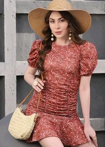 Floral Puff Sleeve Mini Dress