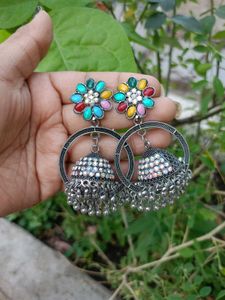 Colorful Flower Jhumka Earrings