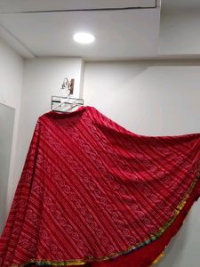 Red Bandhani Print Full Flair Chaniya