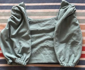 Light Green And Bluish Crop Top